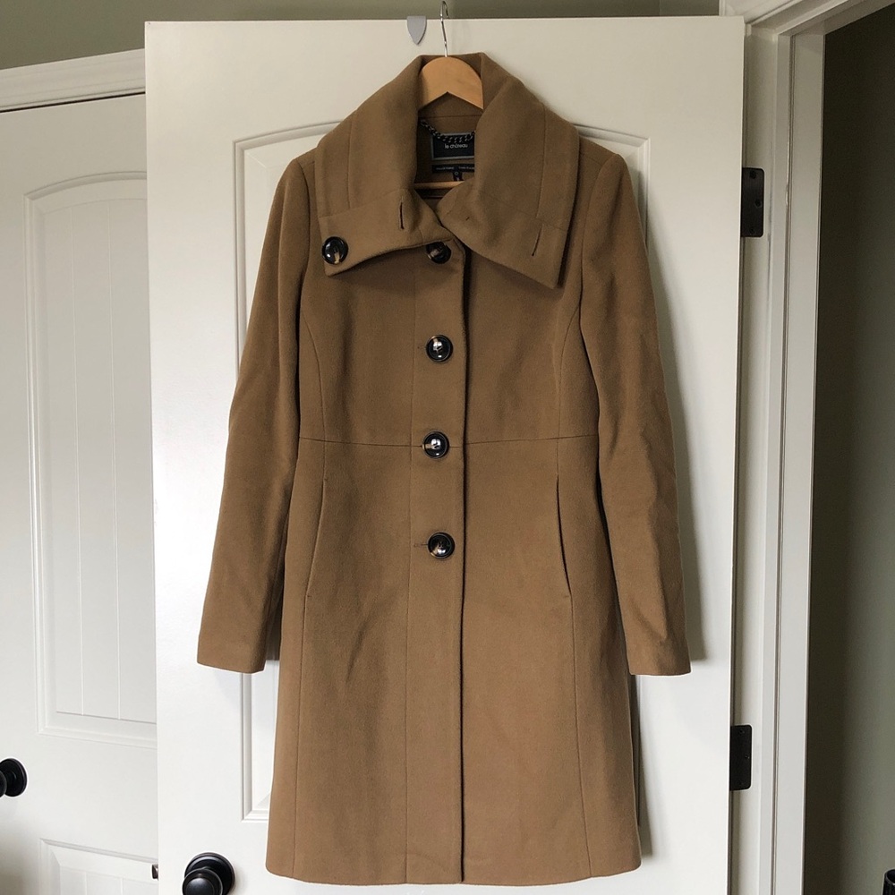 LE CHATEAU Camel Single-Breasted Pea Coat Style Fall/Winter Wool Coat - S